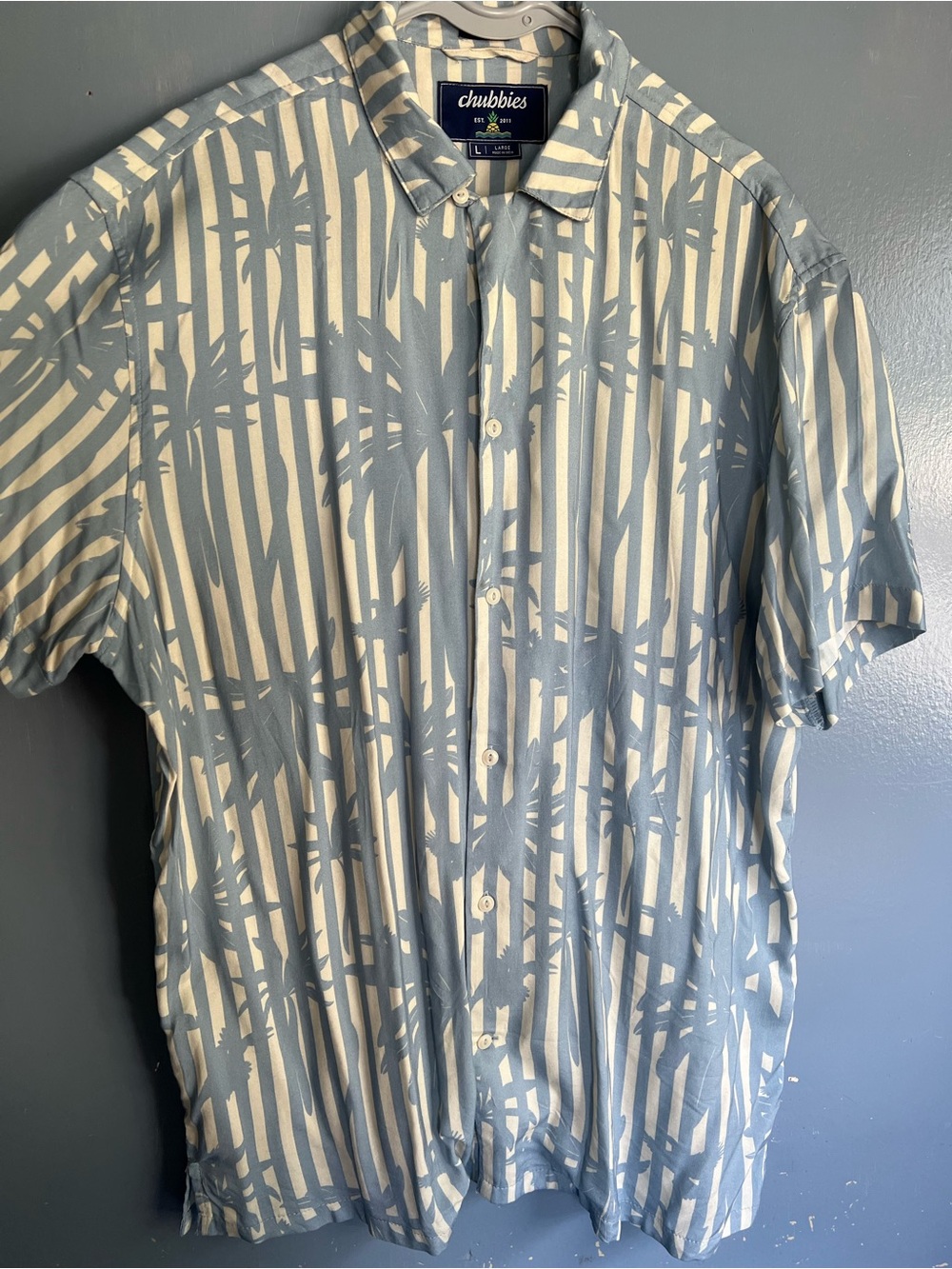 Chubbies Sunday Men's Blue & White Short-Sleeve Button-Up Shirt